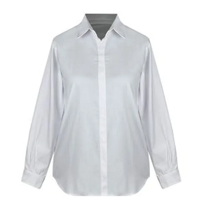 شومیز آستین بلند زنانه مدل بیسیک نخ پنبه کد AK1200 رنگ سفید