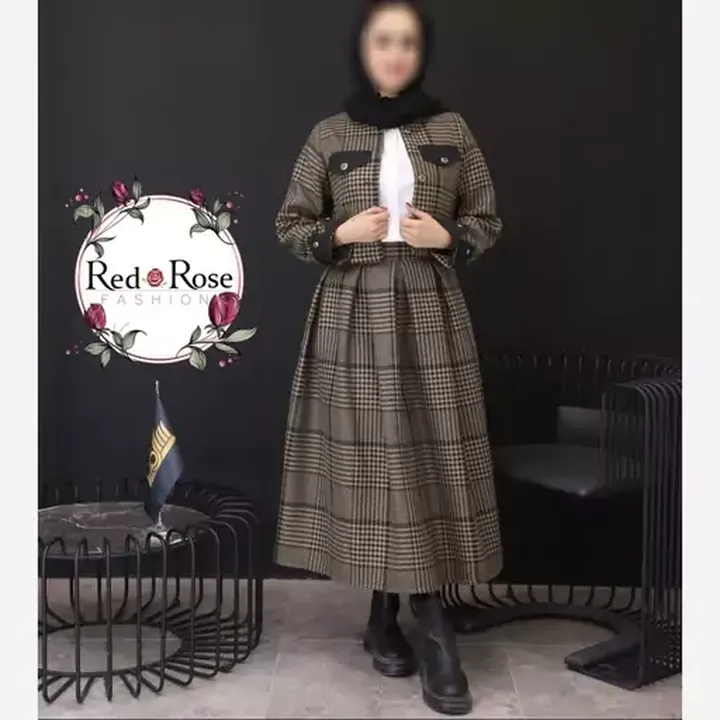 کت دامن زنانه دخترانه نیلوفر چهار خونه مناسب سایز 38تا50