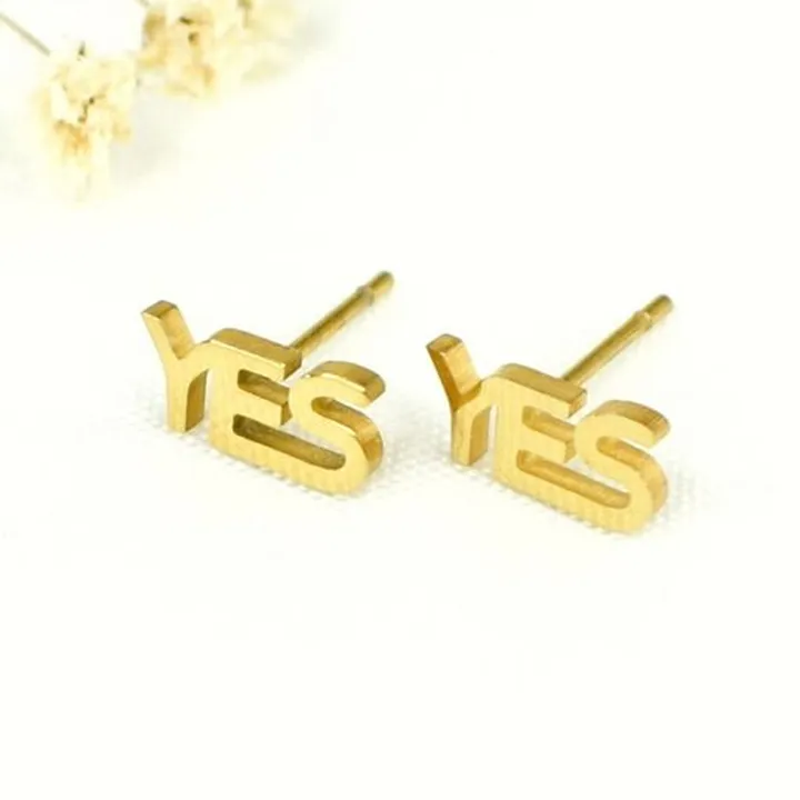 گوشواره استیل طرح yes کد 7596