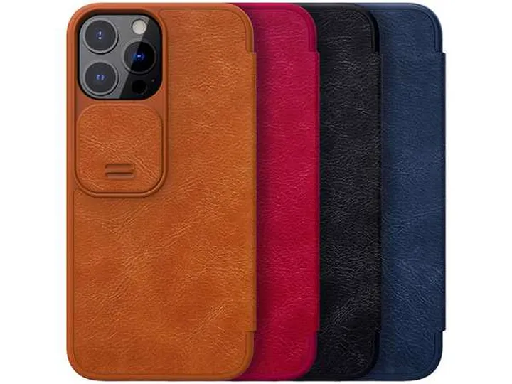 کیف چرمی نیلکین آیفون 13 پرومکس Nillkin Qin Leather Case iPhone 13 Pro Max