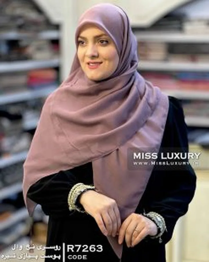 روسری نخ وال پوست پیازی تیره R7263