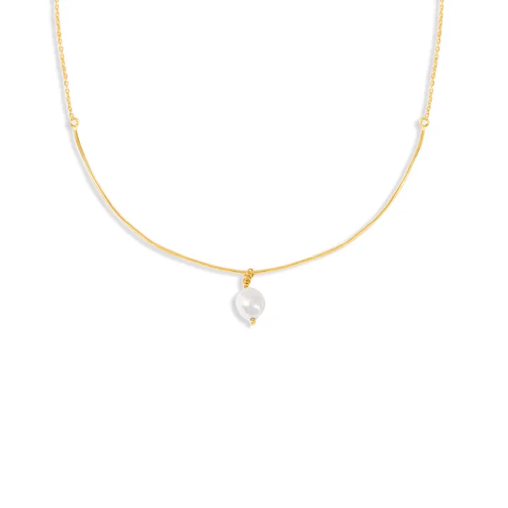 گردنبند طلا همرد و مروارید باروک