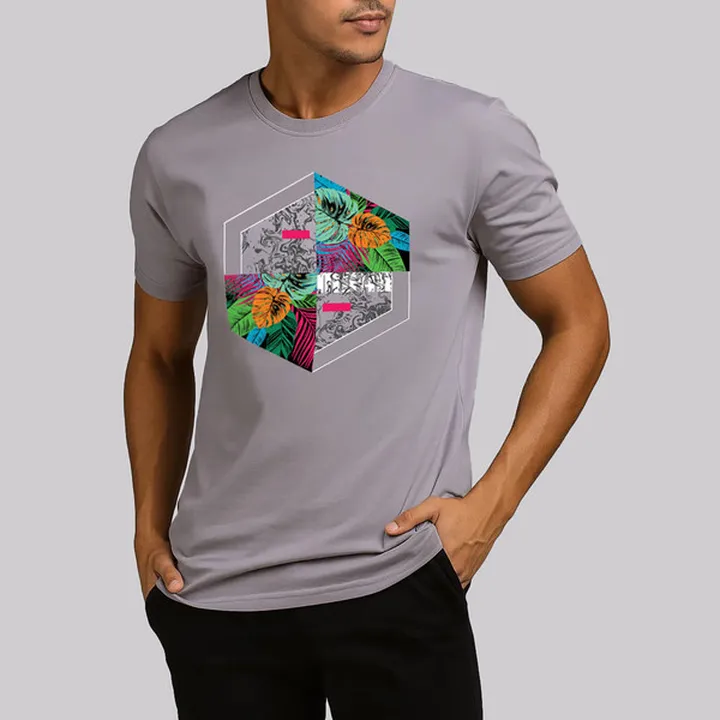 تی شرت آستین کوتاه مردانه موها فیتنس مدل FLOWER - ...