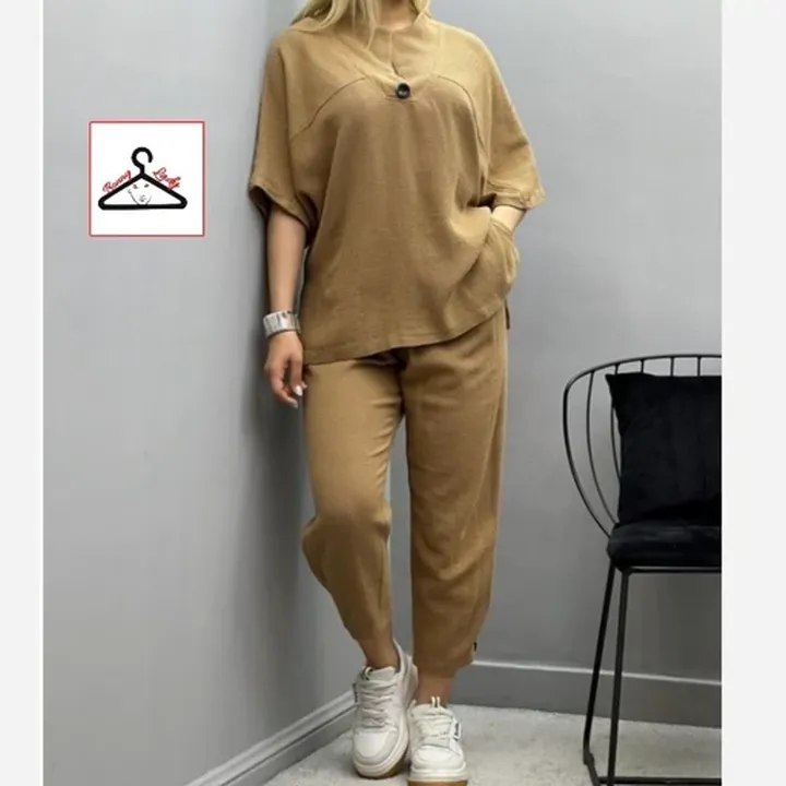 ست شومیز شلوار اسپرت زنانه دخترانه حصیری تابستانه مانتو شلوار