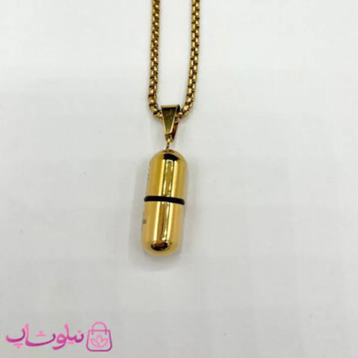 گردنبند استیل مردانه مدل کپسول طلایی کد 210