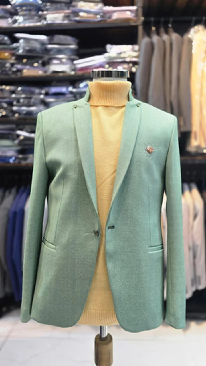 کت تک مردانه یقه حاکم سبز کاهویی