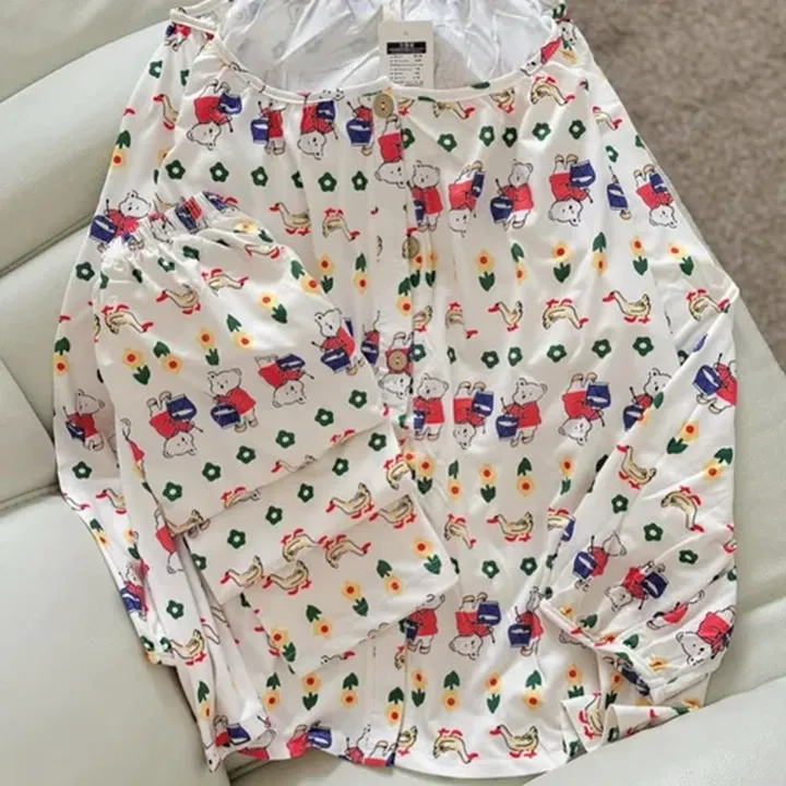 ست دو تیکه نخی جلو دکمه کد6668