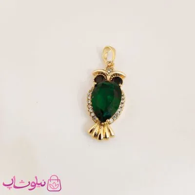 آویز گردنبند زنانه ژوپینگ طرح جغد سبز کد 475