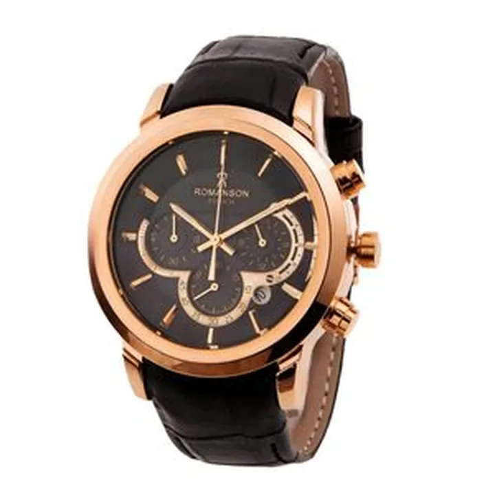 ساعت مچی عقربه‌ای مردانه رومانسون مدل سه موتور فعال کرنوگراف بند چرمی قف�ل فیکس کد MR