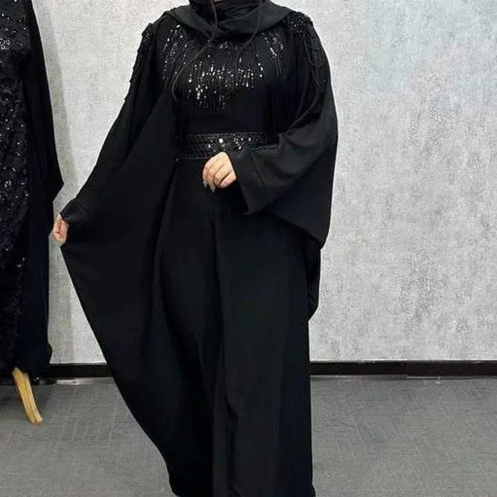 مانتو عبایی زنانه مجلسی دارای بند تنظیم 