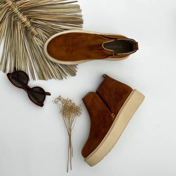 کفش نیم بوت زنانه مدل Stradivarius Flat Ankle Boots - BTC15