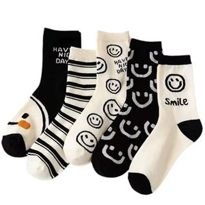 جوراب ساق بلند زنانه مدل Smile  بسته 5 عددی