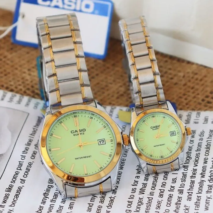 ست و تک زنانه مردانه ساعت مچی بند استیل کاسیو Casio