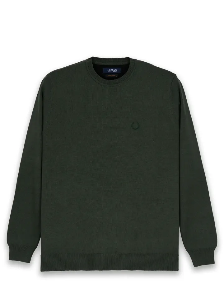 پلیور سبز یقه گرد ساده