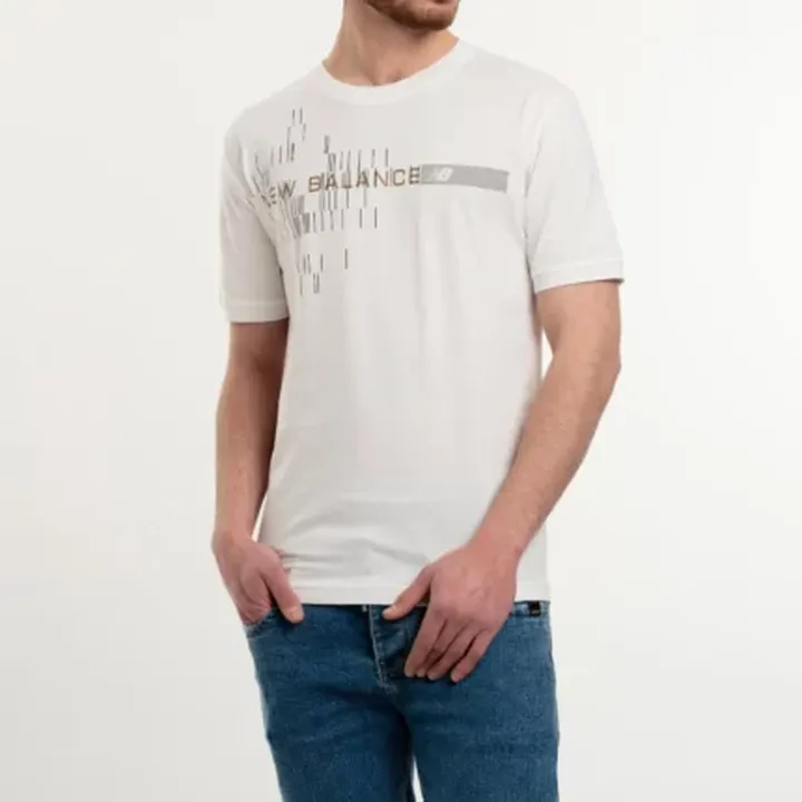تیشرت نخ پنبه نیو بالانس سفید کد 104115