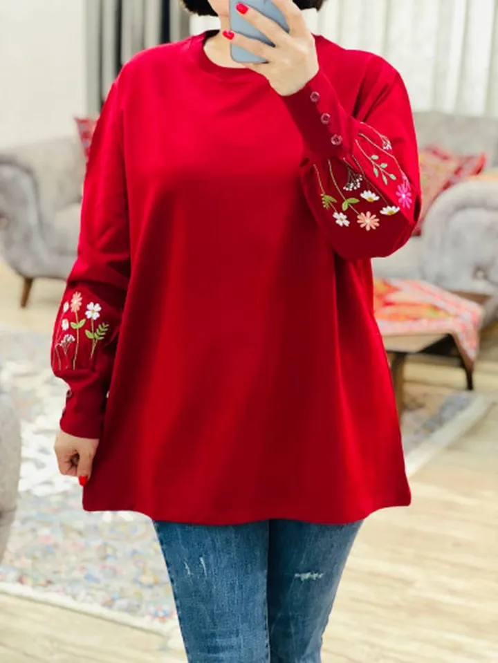 بلوز آستین دکمه مروارید