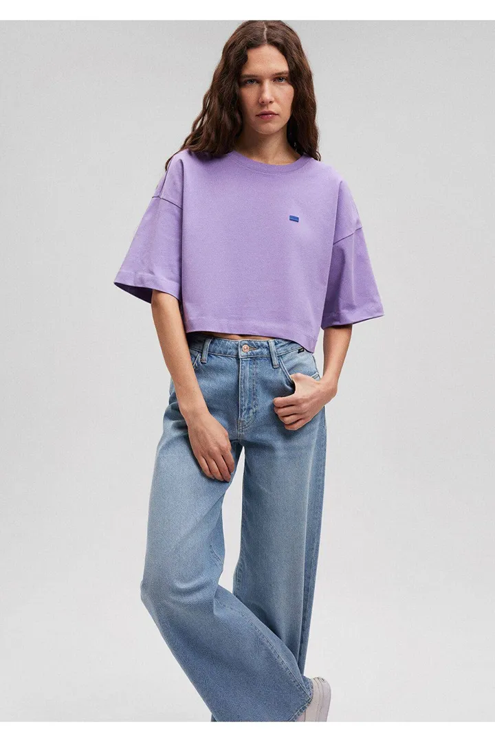 <span class="text-styled__StyledSpan-sc-d280c10c-1 dvOaRP">Mavi< span>Crew Neck Basic Purple Crop T-Shirt Crop   Short Cut 1612187-70506