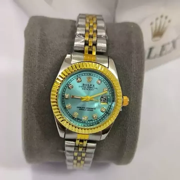 ساعت مچی زنانه رولکس طرح دیت جاست rolex  رنگ ثابت با باتری 