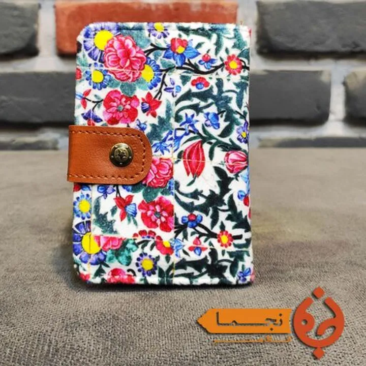 کیف جا کارتی مخمل کوبیده و چرم مصنوعی طرح سنتی کد 01