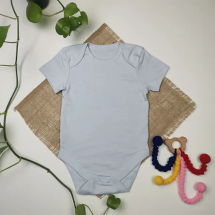 بادی نوزادی آستین کوتاه طرح جلو بسته آبی کمرنگ رنگ – 12-24 ماه