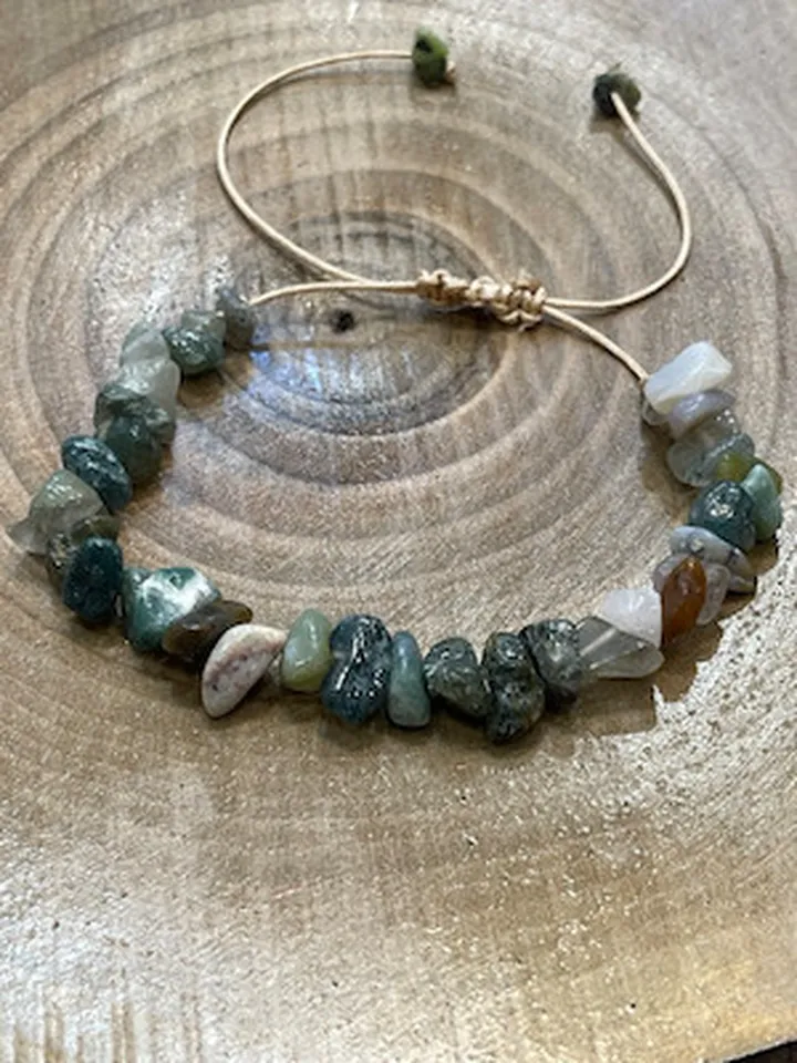 دستبند سنگ نامنظم عقیق خزه