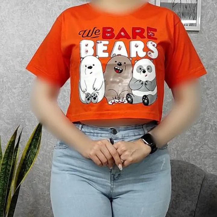 تیشرت کراپ زنانه طرح we bare bears