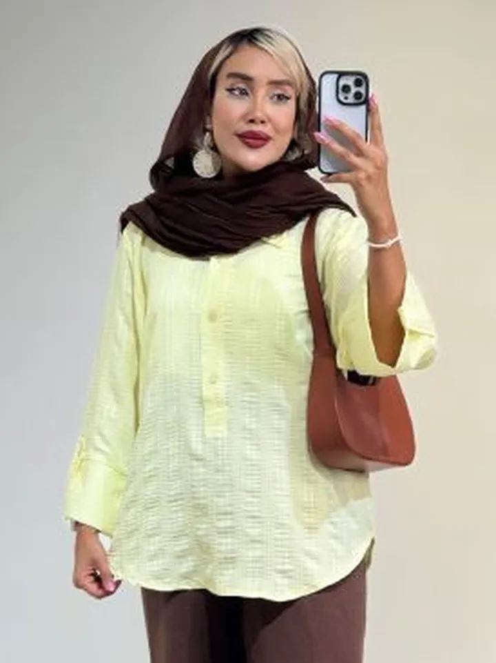 شومیز جلوبسته آستین بندی کد 19363