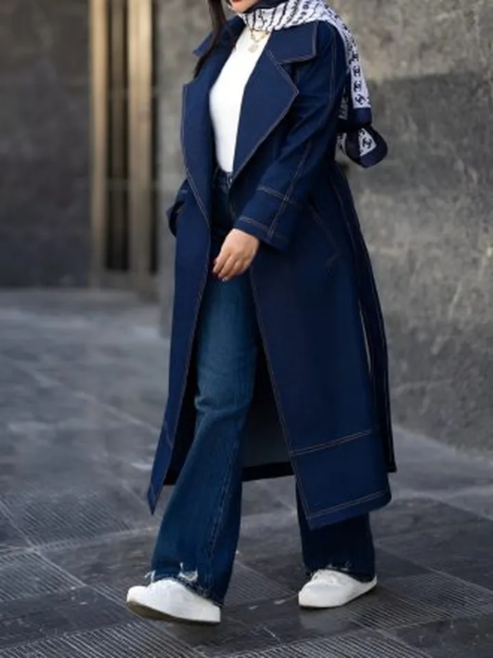 مانتو جین زنانه بلند پاییزی  شیک و لاکچری**