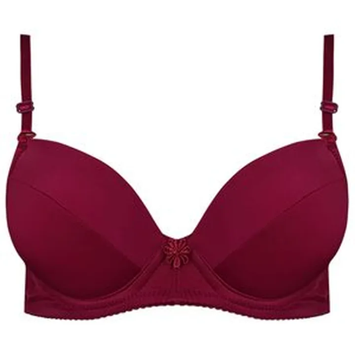 سوتین فنردار زنانه لنا ژنکن مدل بند متحرک کاپ اسفنجی کد 4850 رنگ زرشکی