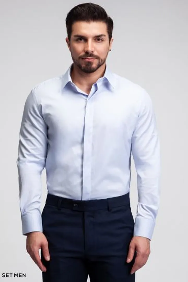 پیراهن مردانه ساده قاپک مخفی ست من