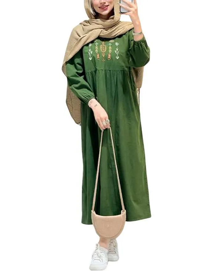 پیراهن زنانه سبز تیره کد 18724