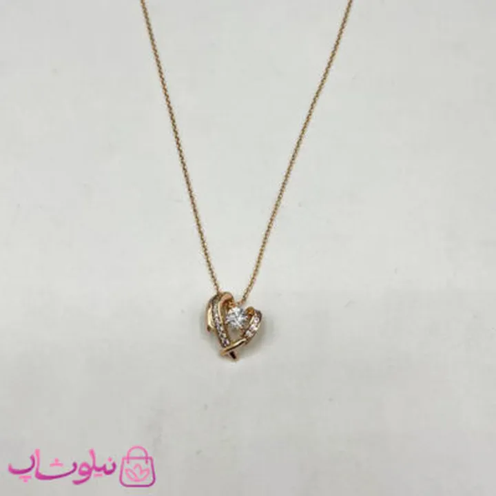 گردنبند زنانه ژوپینگ طرح نگین سفید داخل قلب کد 2813