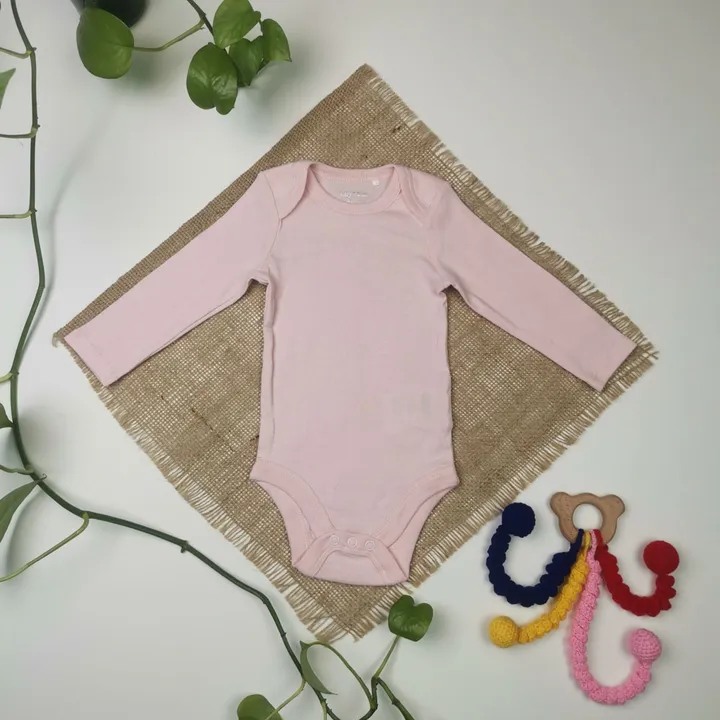 بادی نوزادی دخترانه آستین بلند برند Lily and Dan طرح جلو بسته صورتی کمرنگ رنگ – 2-6 ماه