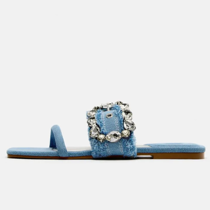 صندل زنانه زارا مدل DENIM FLAT