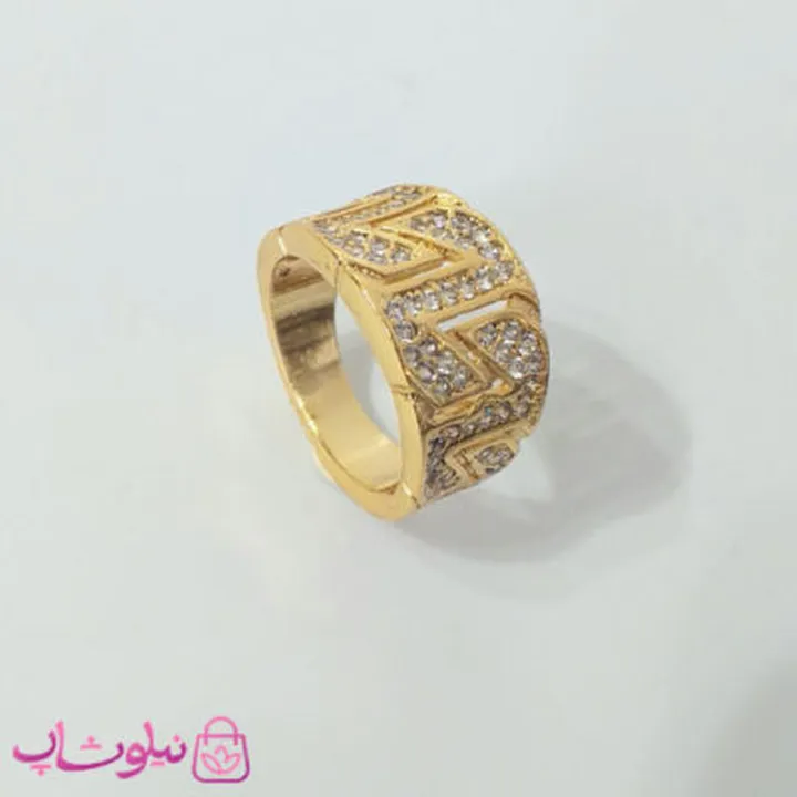 انگشتر زنانه مجلسی طلایی طرح نگین سفید کد 80