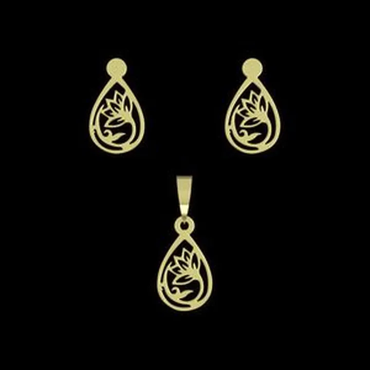 نیم ست طلا 18 عیار زنانه مدوپد مدل اشک و گل کد NA10566