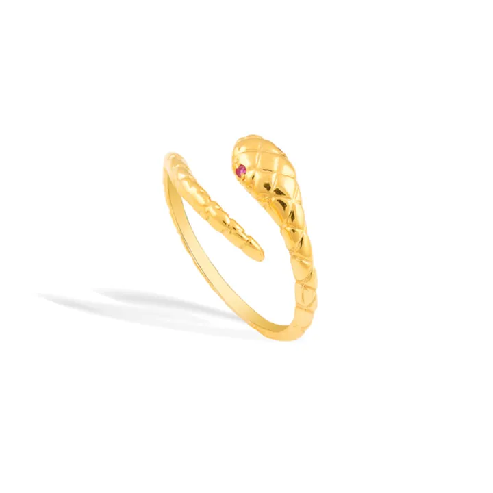 انگشتر طلا مار چشم رنگی