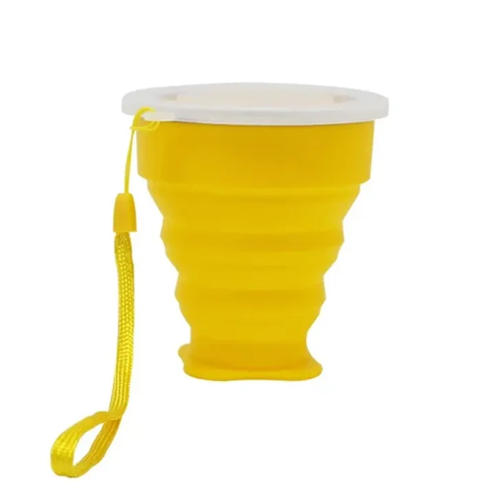 لیوان سفری تاشو سیلیکونی لبه فلزی