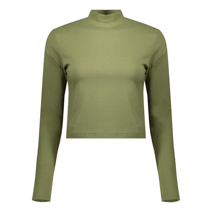 کراپ‌ تی‌شرت آستین بلند زنانه کانتکس مدل 202 رنگ س...