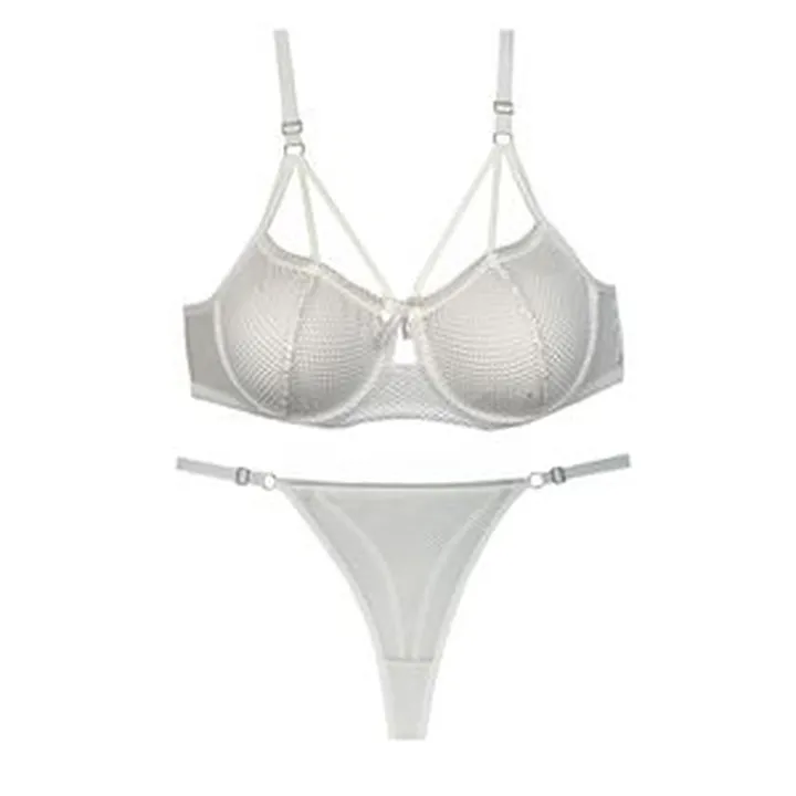 ست شورت و سوتین زنانه شارمین مدل سلندی فنردار هارنسدار رنگ سفید