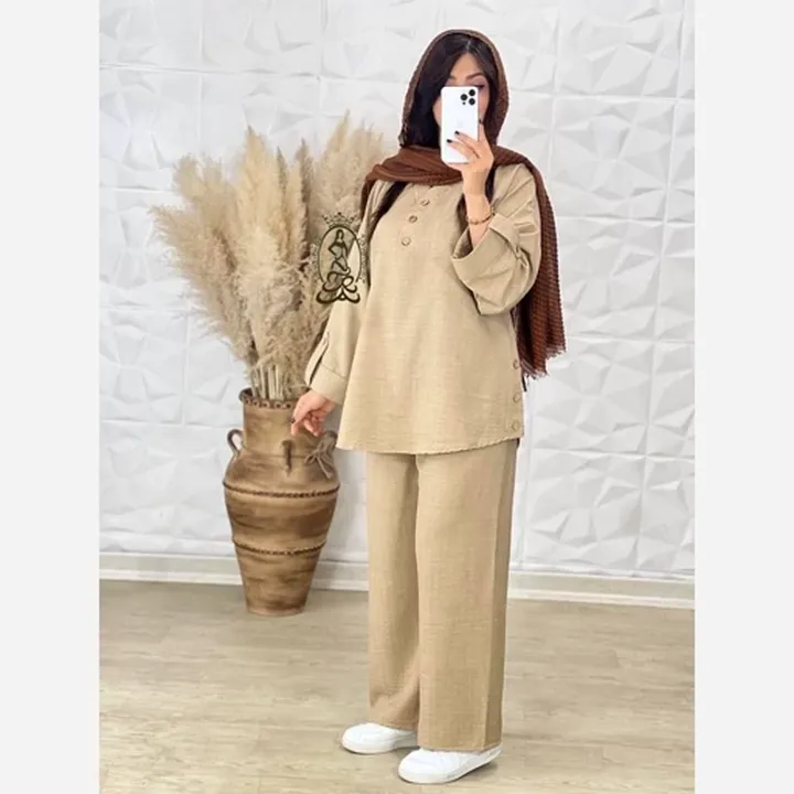 ست تونیک و شلوار تابستانی خنک ، مانتو شلوار فری سایز تابستانی 