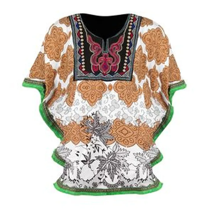 بلوز آستین کوتاه یقه گرد زنانه مدل سنتی رنگ سفید