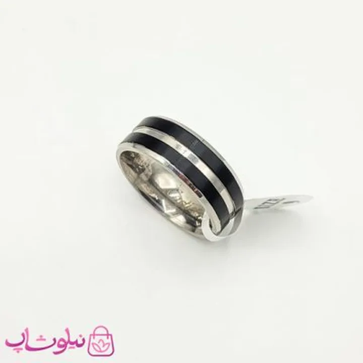 انگشتر رینگ مردانه استیل مشکی نقره ای طرح Cartier کد 200