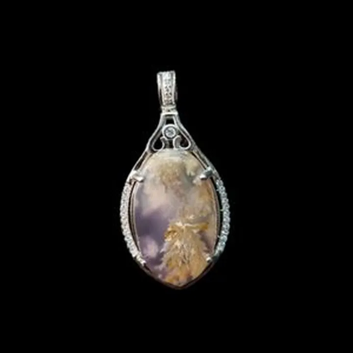 آویز گردنبند نقره زنانه مدل عقیق شجر سوسنی کد N020