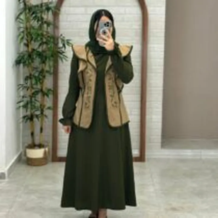 پیراهن جلیقه ابرا نسکافه ای یشمی