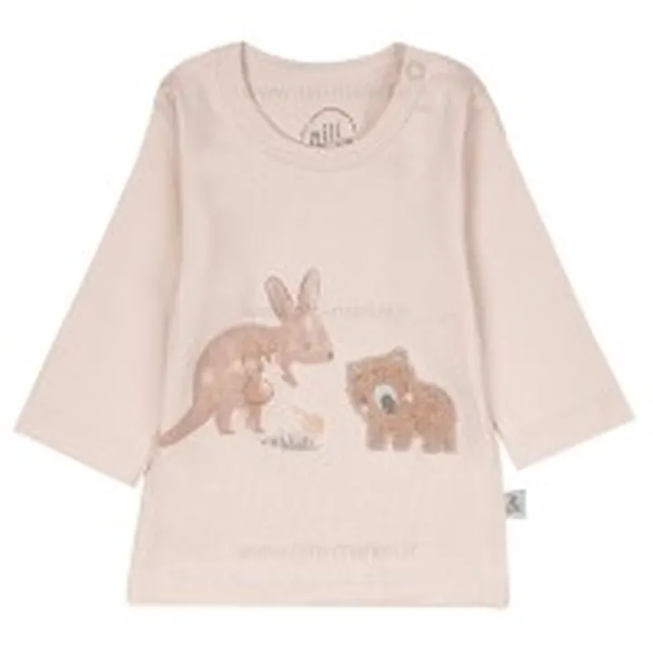 بلوز آستین بلند طرح کانگورو و دوستان رنگ کرم نیلی Nili