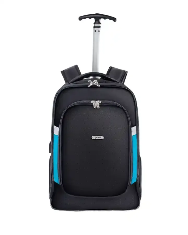 کوله پشتی مسافرتی چرخدار با دسته ترولی مشکی آبی نیلپر توریستر Nilper tourister مدل مایان کد NTLB113