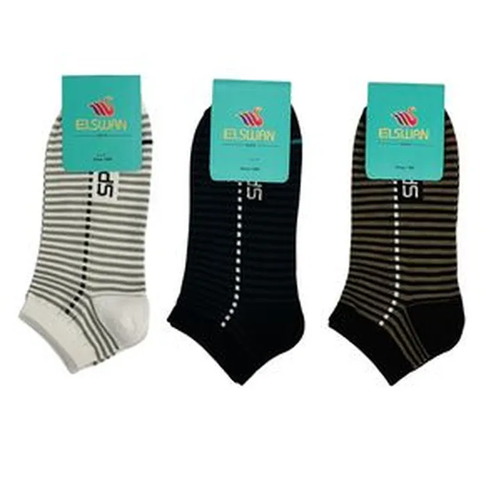 جوراب ساق کوتاه مردانه ال سون مدل خط چین کد PH1027.1 مجموعه 3 عددی