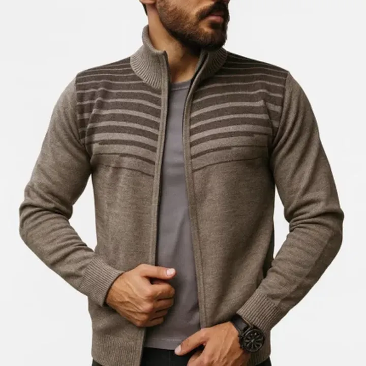 ژاکت زیپ دار مانی نسکافه ای 122808