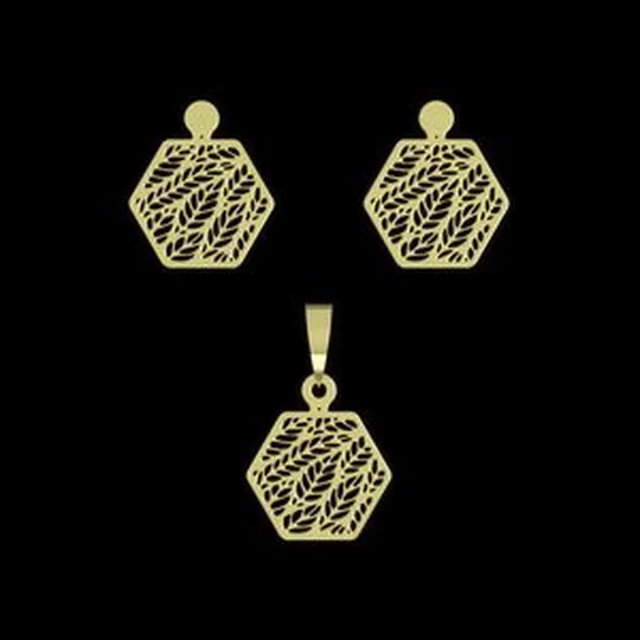 نیم ست طلا 18 عیار زنانه مدوپد مدل شش ضلعی کد NA11421